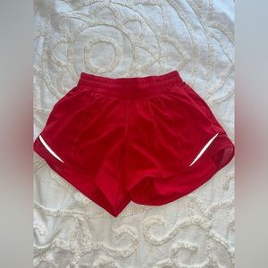Lululemon Hotty Hot Low-Rise Lined Short 4” Red